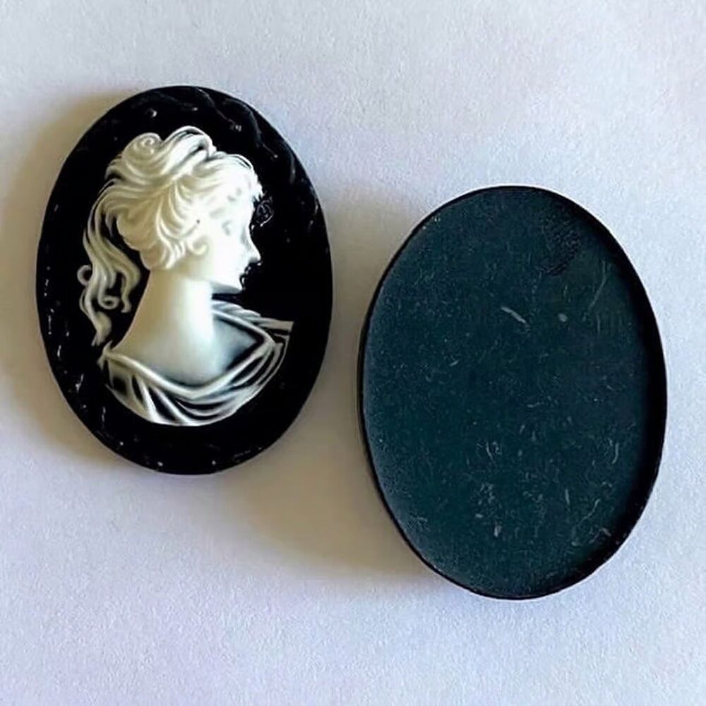 2pcs Beads for Jewelry Making Cameo Resin Flatback Beads #9270 - Picture 2 of 3